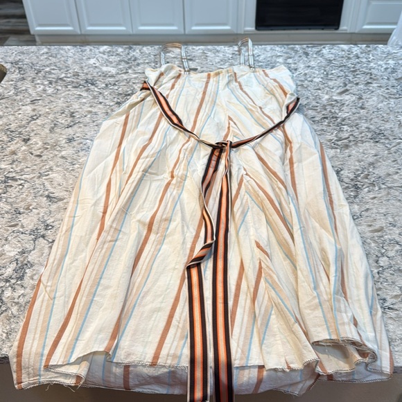 Anthro | Aquarius | Boho Striped Midi Dress Cream Colorful Stripe Size XL - Picture 12 of 14